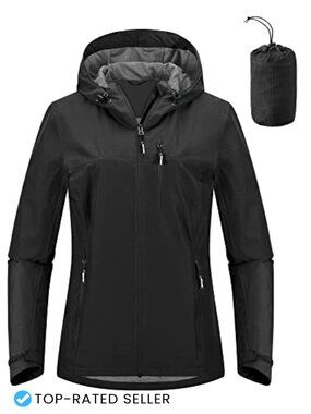 Waterproof Packable Rain Jacket with Hood for Women Cycling Running